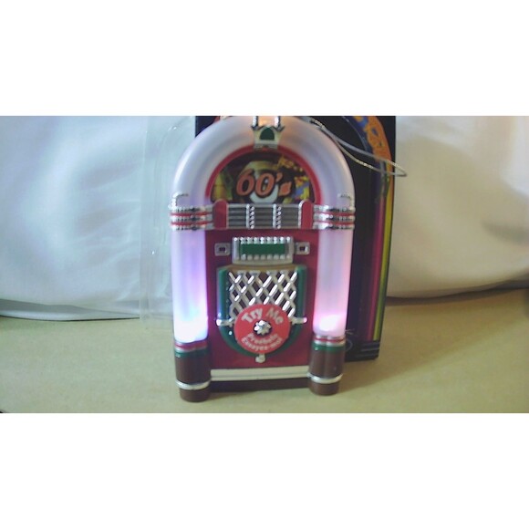 1960's Decade MUSICAL LIGHTS Jukebox ORNAMENT Plays 5 Songs 2.75x1.25 x4.25" - Picture 1 of 6